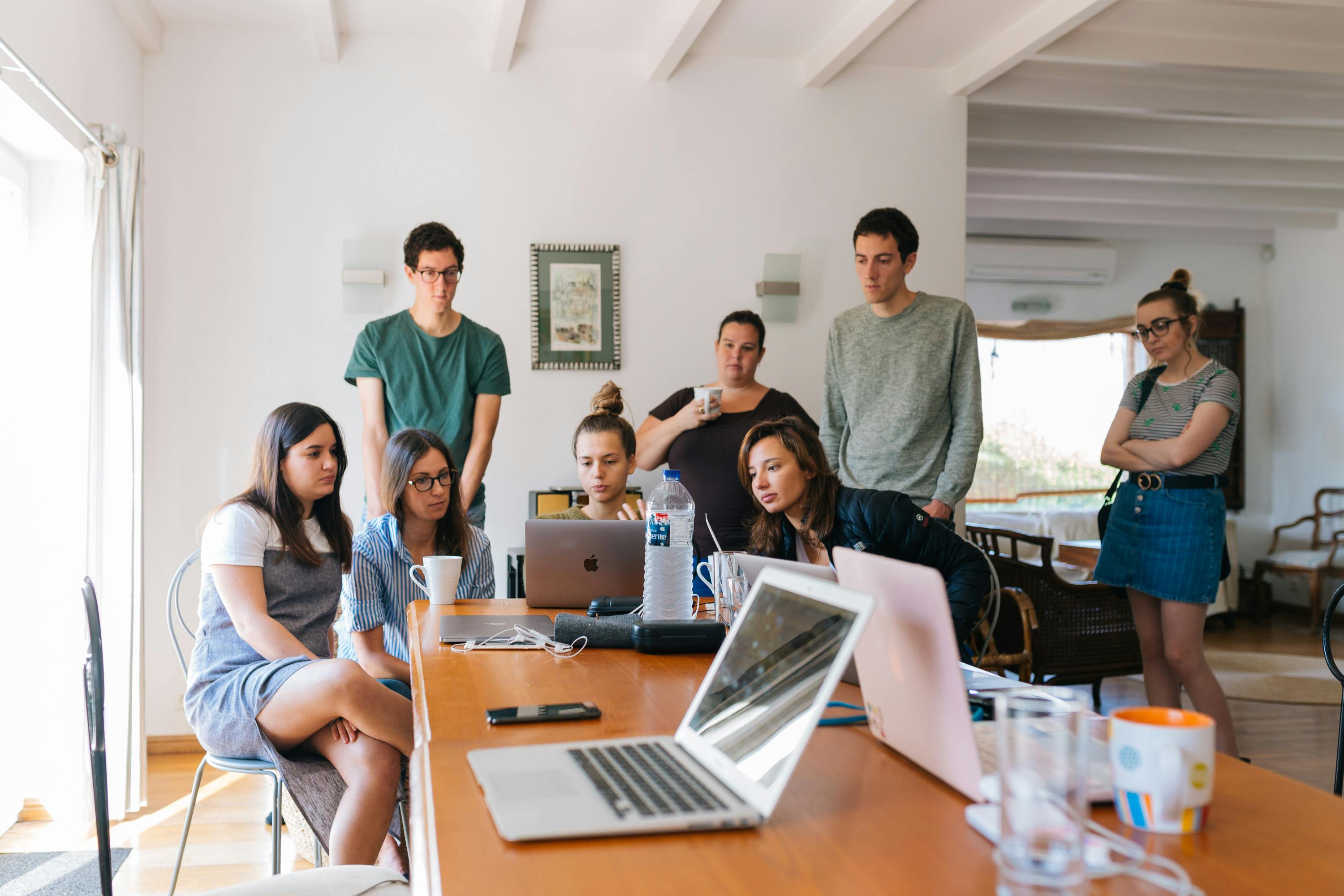 Team collaboration in a bright room